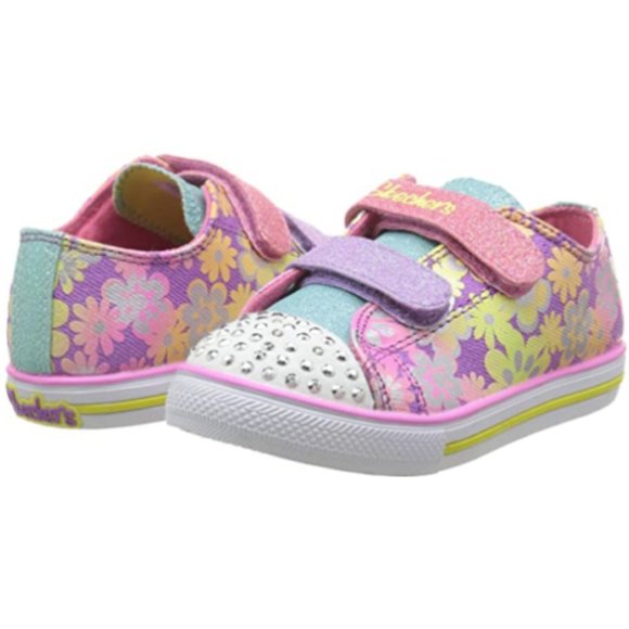 NEW Skechers Baby Twinkle Toes Glint Gleam Light Up Glitter Stud Pastel Rainbow - Picture 7 of 7